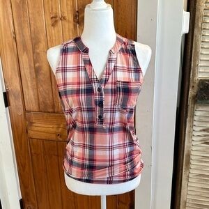 New York Laundry  1/2 button plaid  tank top size S